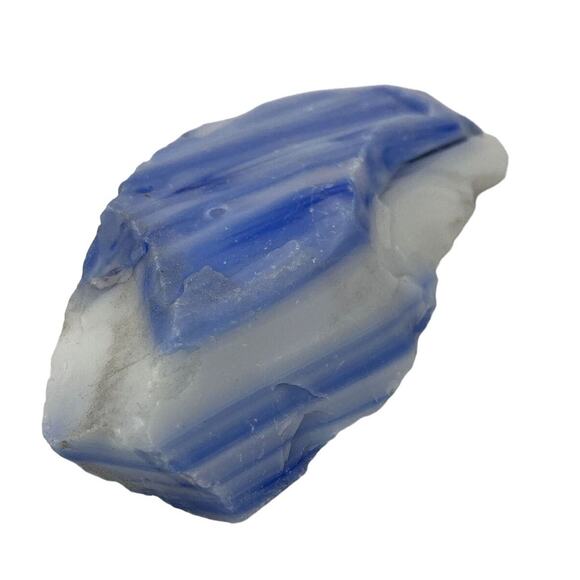 Cobalt Blue Milk Glass Art Glass Cullet Layered Slag #5L131 - Picture 4 of 6